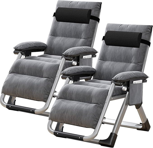 NAIZEA Padded Zero Gravity Chair, Folding Outdoor Lounge Chairs, Adjustable Reclining Camping Chairs with Cup Holder, Ergonomic Patio Lawn Chair for Balcony Beach Deck Yard