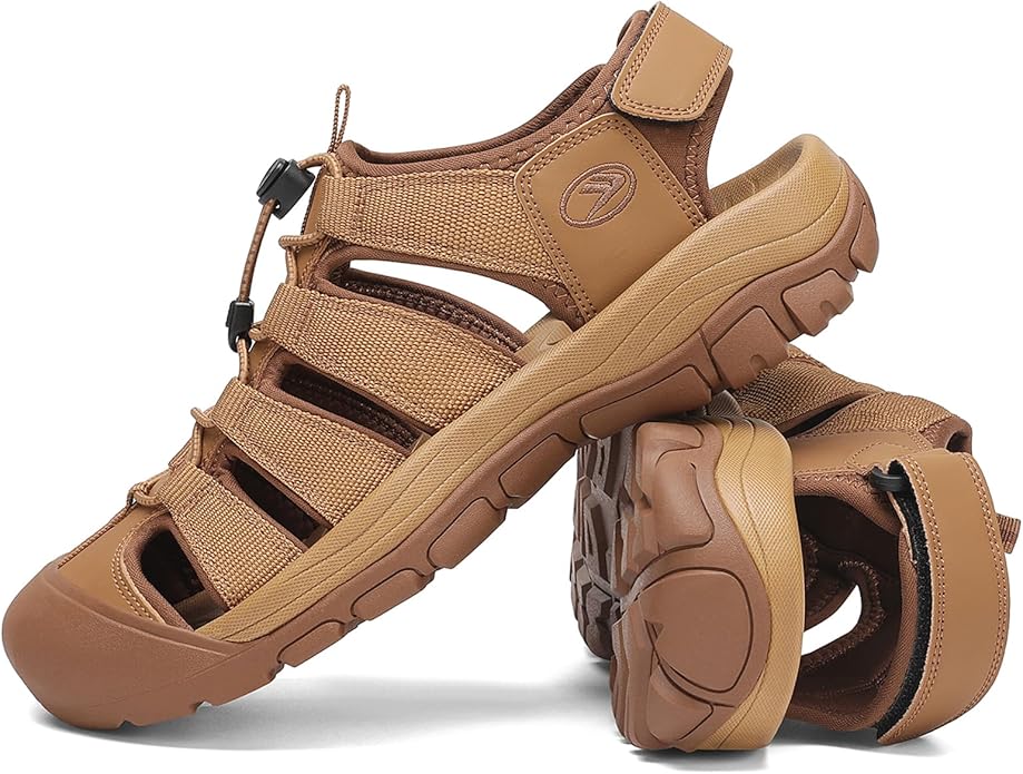FLARUT Men's Athletic Sandals - Closed Toe Sport Hiking & Outdoor Walking Water Sandals with Anti-Slip Cushioning and Breathable Mesh