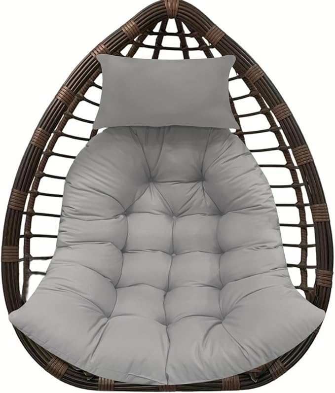 Thicken Hanging Basket Seat Cushion with Headrest, Hammock Swing Chair Cushions, Soft Egg Patio Chair Cushion with High Elasticity PP Cotton, for Indoor and Outdoor Garden Offices (with Pillow)