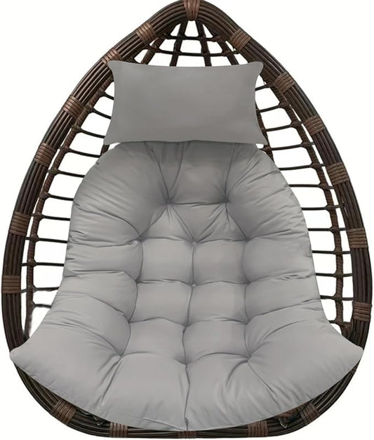 Thicken Hanging Basket Seat Cushion with Headrest, Hammock Swing Chair Cushions, Soft Egg Patio Chair Cushion with High Elasticity PP Cotton, for Indoor and Outdoor Garden Offices (with Pillow)