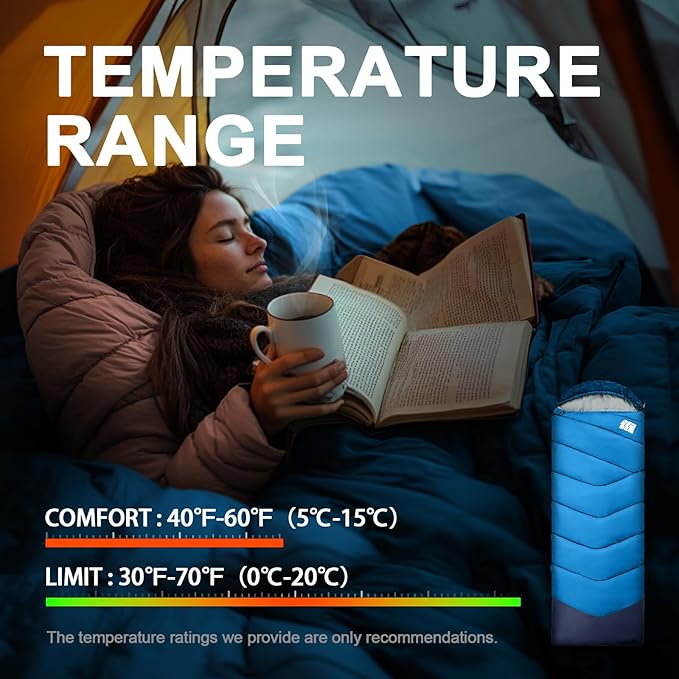 Sleeping Bags for Adults Cold Weather,Portable, Waterproof,Lightweight Sleeping Bag for Tall Girls Boys with Compression Sack for Warm Camping, Hiking, Outdoor & Indoor