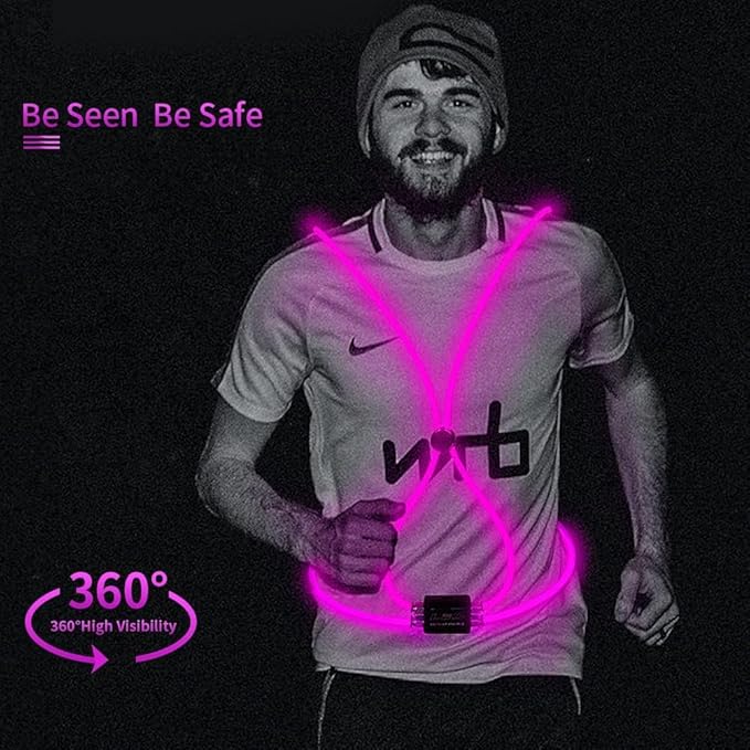 LED Reflective Vest Rechargeable Running Light for Runners High Visibility Safety Vest for Running,Cycling or Walking
