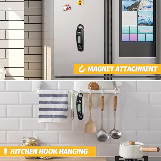 Meat Thermometer Digital, Waterproof Instant Read Cooking Thermometer with LCD Backlight, Magnetic Back & Bottle Opener for Kitchen, Baking, Sous Vide, Outdoor Grilling,Candy Making
