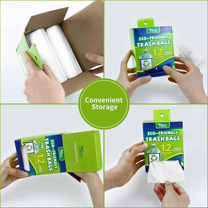 Small Trash Bags 1.2-Gallon: Bathroom Trash Bags Small Garbage Bags Clear Trash Bags for Bathroom Bedroom Office - Mini Trash Liners (Clear, 150 Counts)