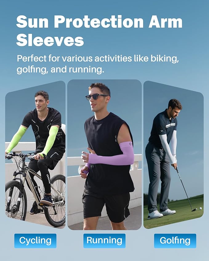 Arm Sleeves for Men Women UV Sun Protection Compression Arm Warmer Tattoo Cover Up, Sports Golf Cooling Sleeves