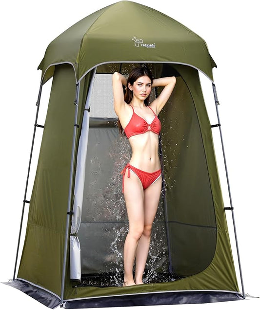 Vidalido Outdoor Camping Shower Tent Easy Setup Privacy Tent Changing Room Portable Camp Shower Tents for Camping with Floor, Waterproof Privacy Shelters Camping Toilet Tent