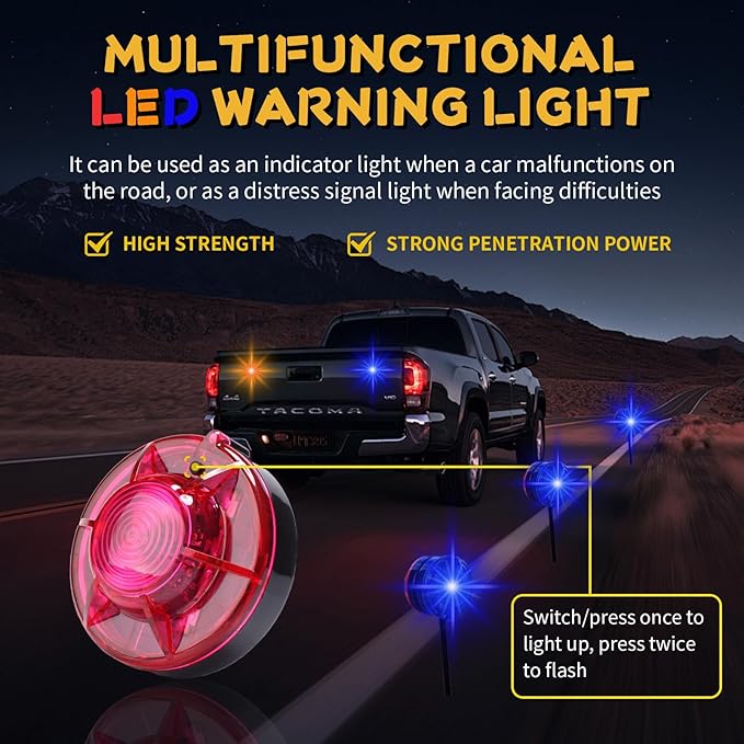 Tumecos Emergency Flare Alert Warning Signal Caution Light LED Beacon Pro with Magnetic Base for Vehicle (White)
