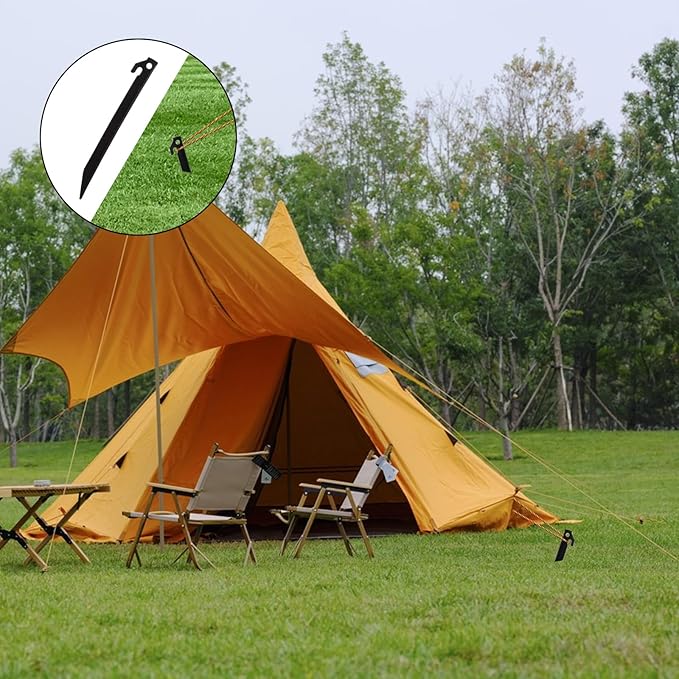 50 Pack Plastic Tent Stakes 9 Inch, Heavy Duty Tent Pegs Garden Landscape Stakes, Spike Hook Canopy Stakes for Camping Gardening Backpacking Outdoor Lawn Tarp (Black)