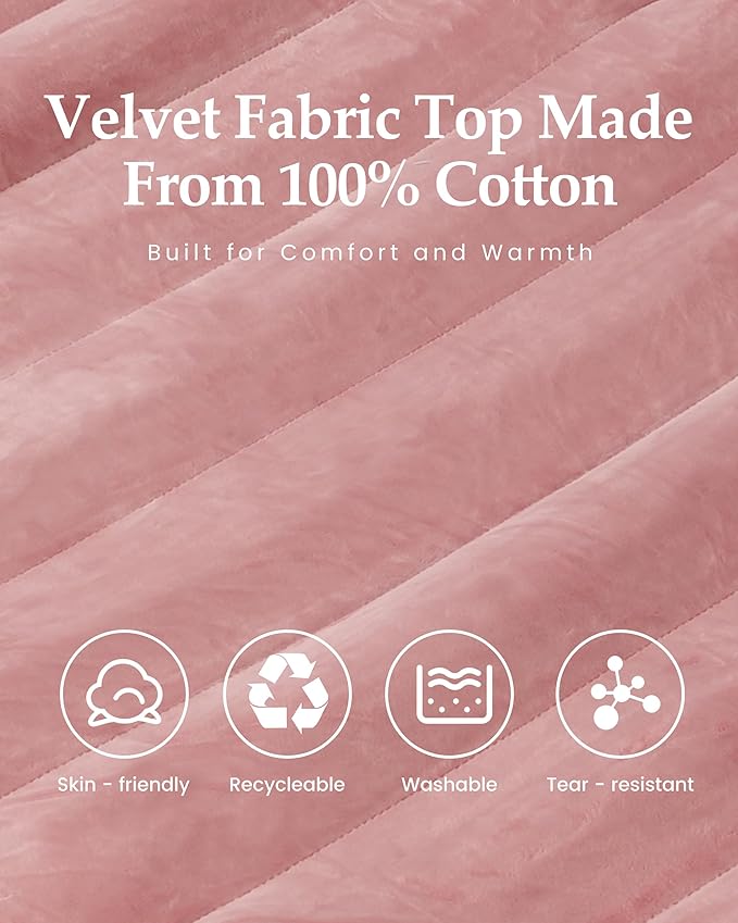 Inflatable Sleeping Pad for Camping, Extra-Thick 4.75" Single Air Mattress with Soft Velvet Top, Machine Washable, Family Lightweight 4-Season Pad for Traveling & Hiking, Pink