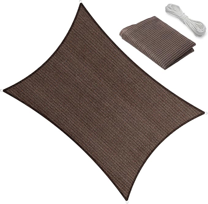 16' x 22' Brown Outdoor Sun Shade Sail Canopy ??UV Resistant Permeable Awning Fabric for Patio, Garden, Backyard, Pergola, Carport, Lawn Shelter Cover