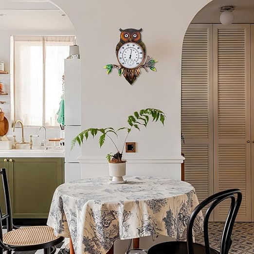 Owl Outdoor Thermometer, 22" Metal Indoor Wall Thermometer, Large Outside Thermometer with Large Number for Patio Home Room Decor