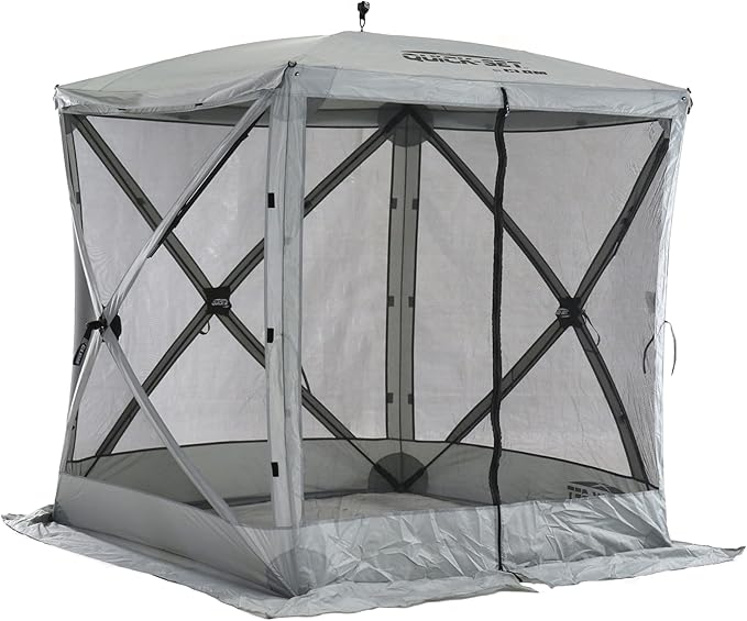 CLAM Pop Up Screen Tent, Outdoor Camping Gazebo Canopy, Traveler, 6' x 6', Gray