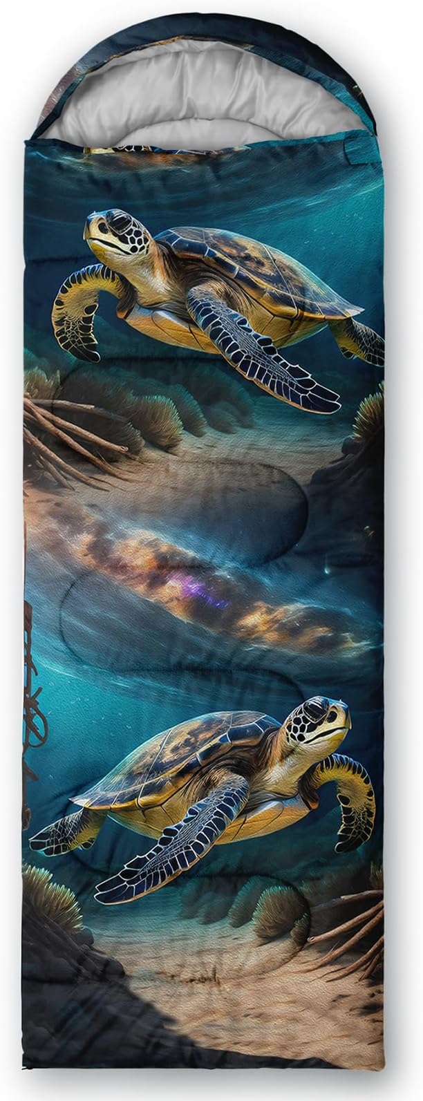 AILONEN Blue Glowing Basketball Sleeping Bag for Kids Boys,Warm and Cool Weather,Lightweight,Waterproof Backpacking,City Theme Ball Sports Sleeping Bag for Camping