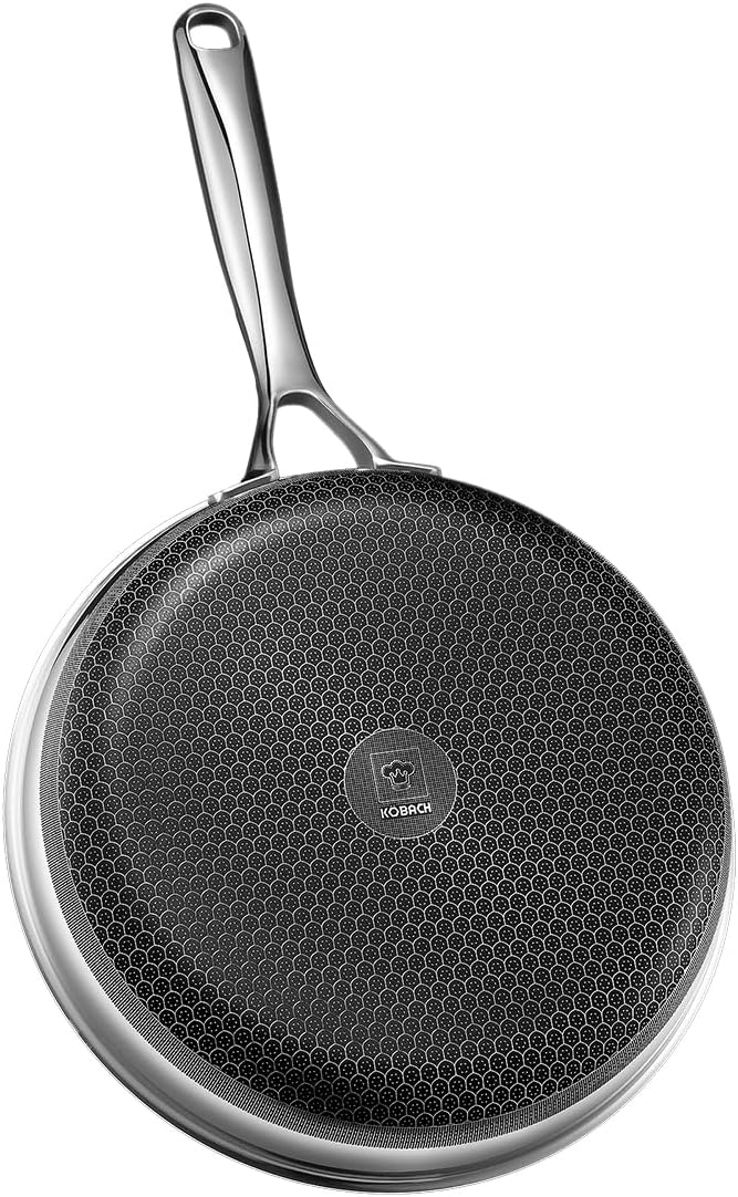 10in Nonstick Frying Pan - Stainless Steel Skillet, Dishwasher & Oven Safe, Compatible with Induction & Gas Stoves, Non-Toxic & Easy to Clean