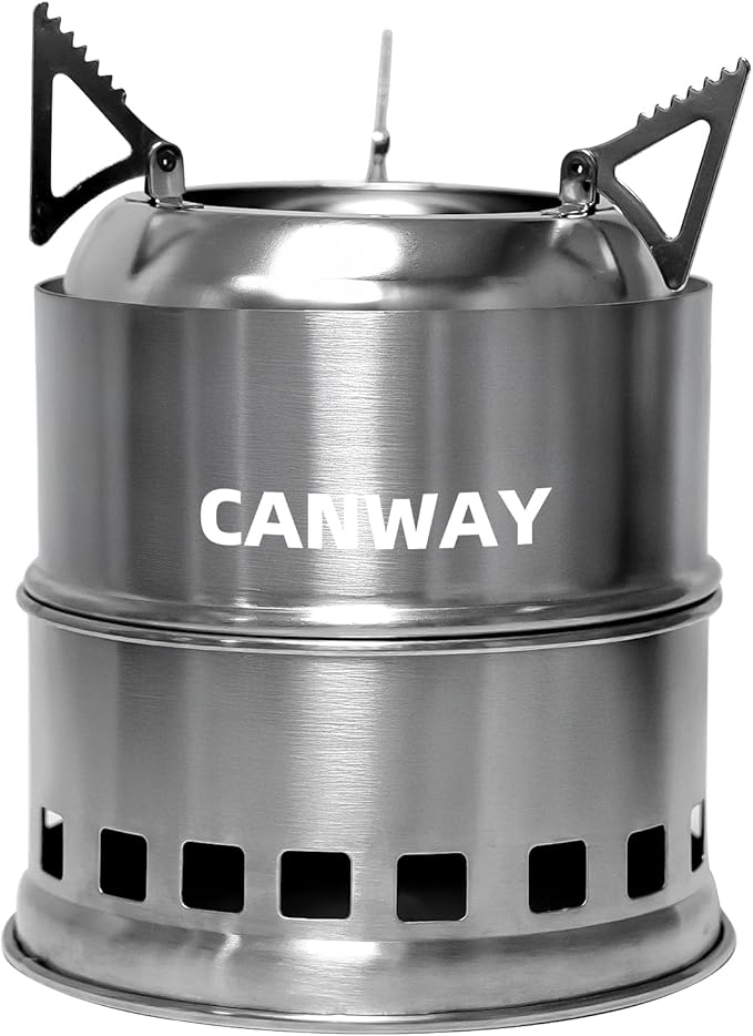 CANWAY Portable Camping Stove Mini Wood Burning Camp Stove for Backpacking Hiking Traveling Survival Cooking Stove Stainless Steel Emergency Folding Camping Stove with Carry Bag
