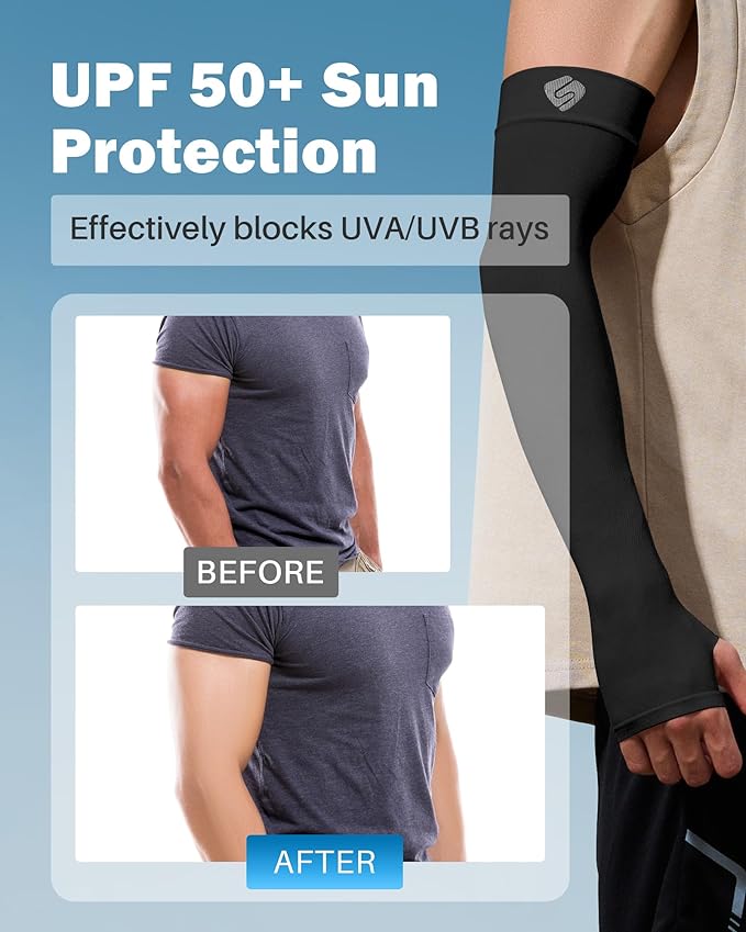 Arm Sleeves for Men Women UV Sun Protection Compression Arm Warmer Tattoo Cover Up, Sports Golf Cooling Sleeves