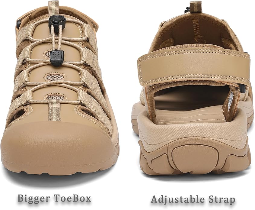 FLARUT Men's Athletic Sandals - Closed Toe Sport Hiking & Outdoor Walking Water Sandals with Anti-Slip Cushioning and Breathable Mesh