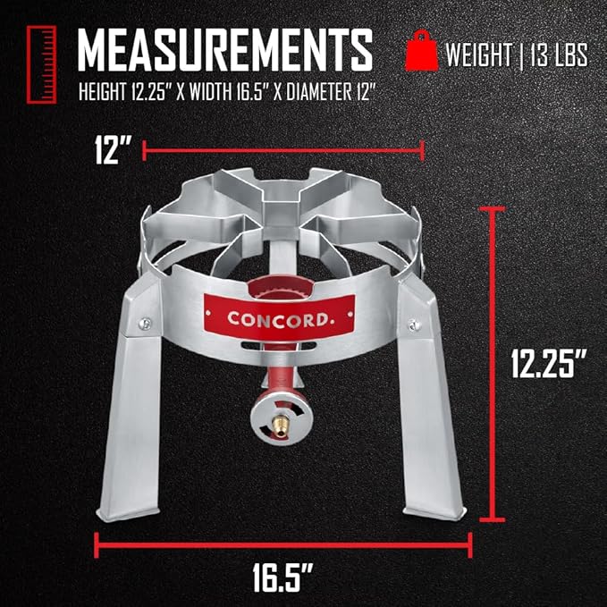 CONCORD Titan Burner. Stainless Steel Single Propane Burner. Great for Camping, Canning, Outdoor Cooking, Home Brewing, and More