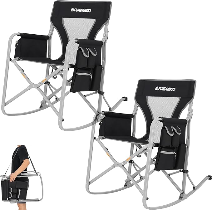 FUNDANGO Camping Director Chair for Adults, Foldable Portable Chair Outdoor Folding for Outside, Backyard, Patio, Lawn, Garden