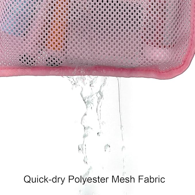 Hanging Mesh Shower Caddy for Bathroom - Quick Drying Portable Shower Organizer with Multiple Pockets for Soap,Shampoo and Cruise Ship Essentials Saving Bathroom Storage,Pink,2 Pack
