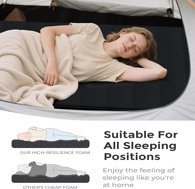 Self-Inflating Sleeping Pad with Portable Electric Air Pump, 4in Thick Memory Foam Camping Mattress for Tent Cot & Car Travel, Fast Inflate & Deflate Camping Pad