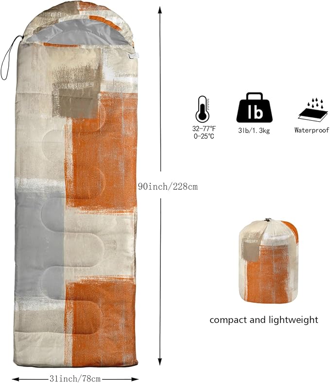 Sleeping Bags for Adults and Kids Backpacking Camping Sleeping Bags for Girls and Boys Lightweight Waterproof Cold/Warm 3-Season