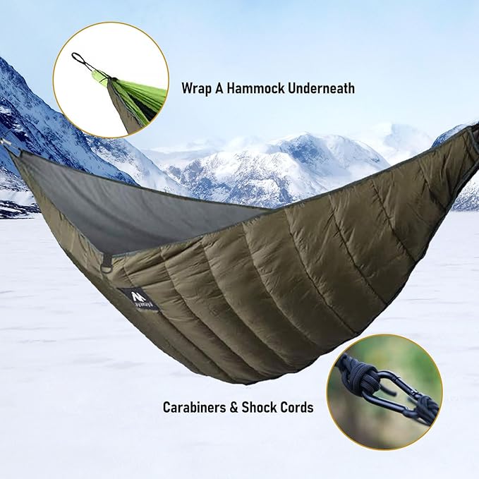AYAMAYA Single & Double Hammock Underquilt Full Length Big Size Under Quilts for Hammocks, Camping Backpacking Essential, Winter Cold Weather Warm UQ Blanket Bottom Insulation