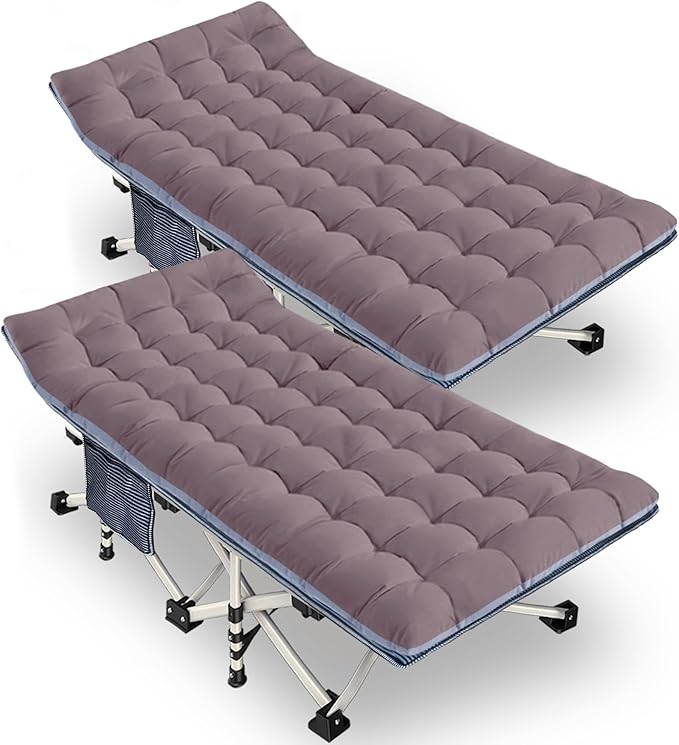 2 Pack XXL Cot 79" L x 32" W x 18" H Camping Cot with Mattress Comfortable Sleeping cots for Adults with Carry Bag Extra Large Cots for Camping Bed Folding Cot Heavy Duty for Home Outdoor Indoor