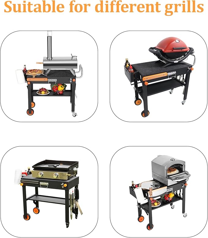 Grill Table, Blackstone Griddle Stand, Grill Carts Outdoor With Wheels, Used for Blackstone Griddle And Weber, Foldable Quickly Ninja Grill Stand Suitable for Travel/Camping