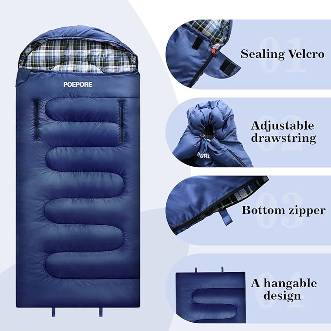 Flannel Sleeping Bag Cotton 0 Degree Cold Weather for Adults XXL Wearable Sleeping Bag 4 Seasons Waterproof with Compression Sack
