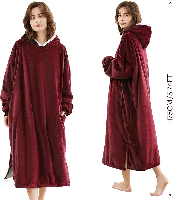 LetsFunny Blanket Hoodie,Oversized Wearable Sherpa Fleece Blanket Sweatshirt,Super Soft Warm Cozy with Giant Pocket,Gifts for Women Men Adults Teenagers Kids, One Size Fits All
