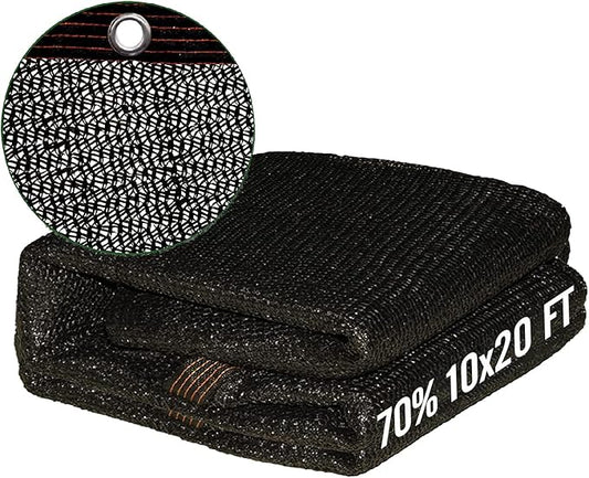 UCINNOVATE 70% Shade Cloth for Garden, 10x20 FT Sun Shade Fabric Material, Sunblock Garden Mesh Tarp with Grommets, UV Resistant Sunshade Screen Net Cover for Outdoor, Patio, Greenhouse, Plants, Yard