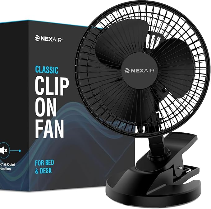 6-Inch Portable Desk or Clip-on Fan with Two Quiet Speeds - Small Personal Cooling Fan for Desk, Home, Bedroom and Office, 180° Adjustable Tilt up- down 360° Rotation, Strong wide Clamp Grip