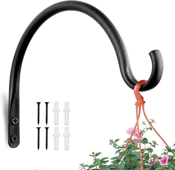 AJART Hanging Plant Hanger Outdoor: 5.5-Inch Bird Feeder Wall Hooks - Rust-Resistant Plant Bracket Hook for Hanging Flower Baskets