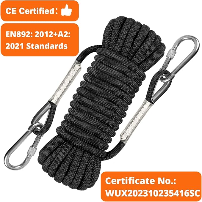 AOLEBA 10.5 mm Static Climbing Rope 10M(32ft) 20M(64ft) 30M(96ft) 50M(160ft) 70M(230ft) Outdoor Rock Climbing Rope, Escape Rope Ice Climbing Equipment Fire Rescue Parachute Rope