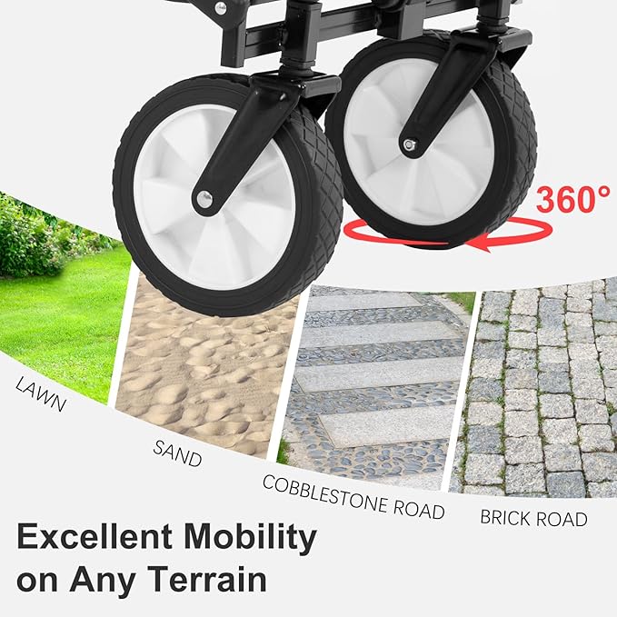 Garden Cart Folding Wagon Garden Cart Collapsible Wagon with Adjustable Handle &360°Universal Wheels for Garden Camping Shopping Beach (Blue)