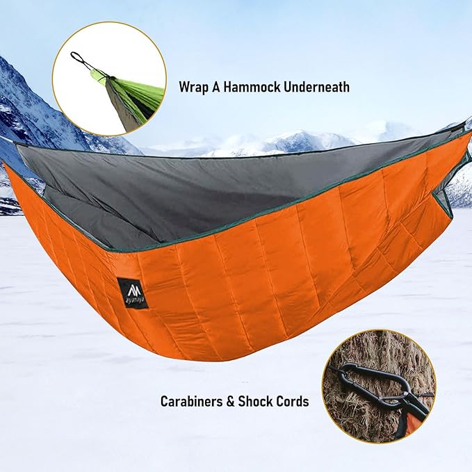 AYAMAYA Single & Double Hammock Underquilt Full Length Big Size Under Quilts for Hammocks, Camping Backpacking Essential, Winter Cold Weather Warm UQ Blanket Bottom Insulation