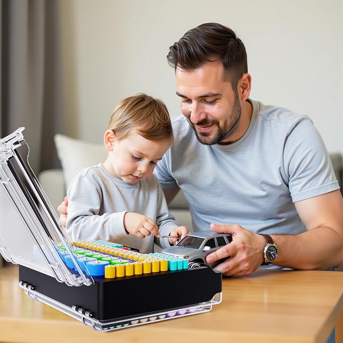 Battery Organizer Storage Holder Box Case with Tester, Ultra-Large 262+ Batteries Container with Double-Sided, Holds AA AAA 4A 23A C D Cell 9V 3V Lithium 4LR44 CR3 CR123A 18650 (Black)