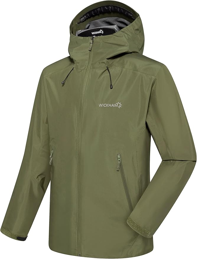 WICKHAM Men's High-performance Rain Jacket Outdoor Waterproof Windproof Coat fully Sealed Seams Shell for Expedition,Golf