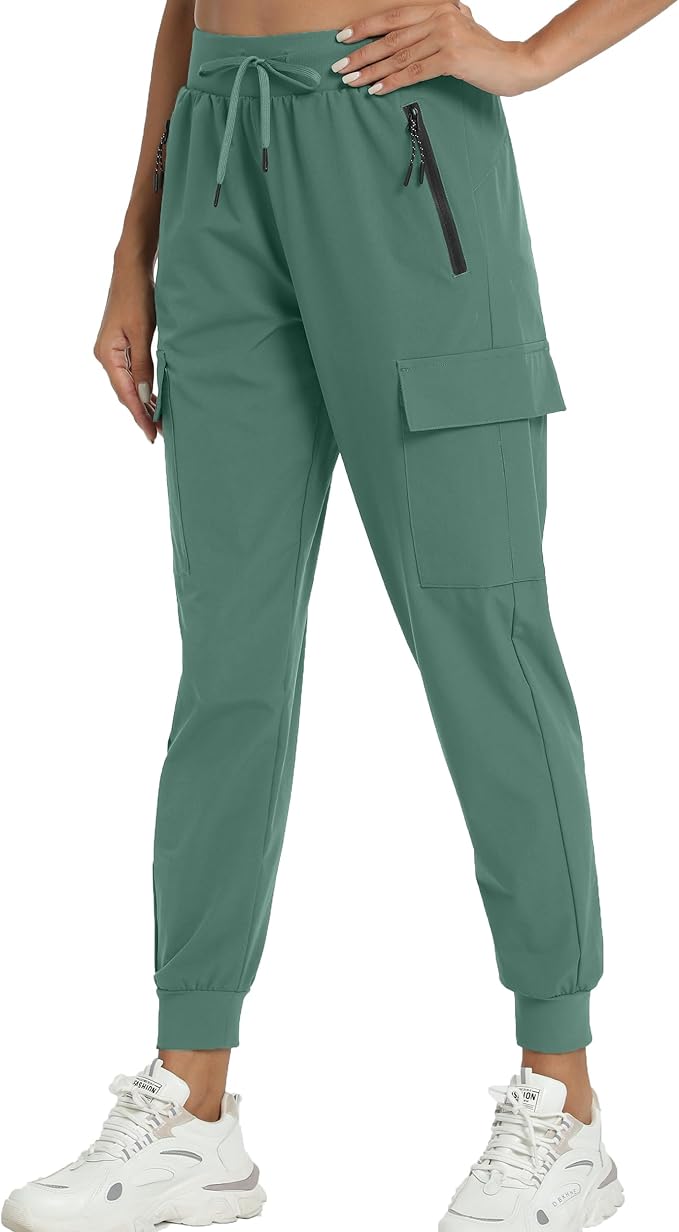 Kcutteyg Womens Water Resistant Hiking Pants with Pockets Quick Dry Soft Athletic Workout Joggers Pants for Camping Travel