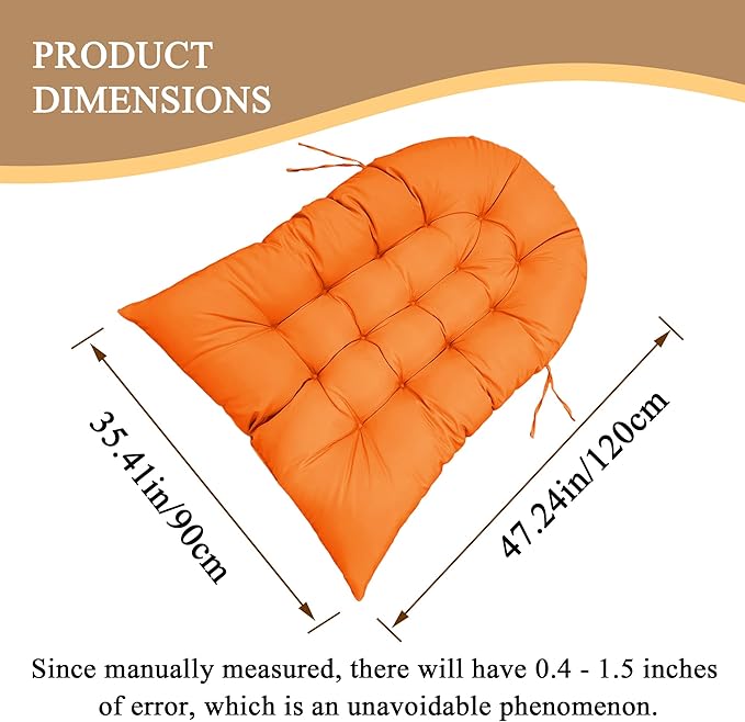 Thicken Egg Chair Cushion Replacement, Outdoor Hammock Swing Chair Cushions, Hanging Wicker Basket Seat Pad with High Elasticity PP Cotton, for Garden Patio Porch Furniture (Only Cushion)