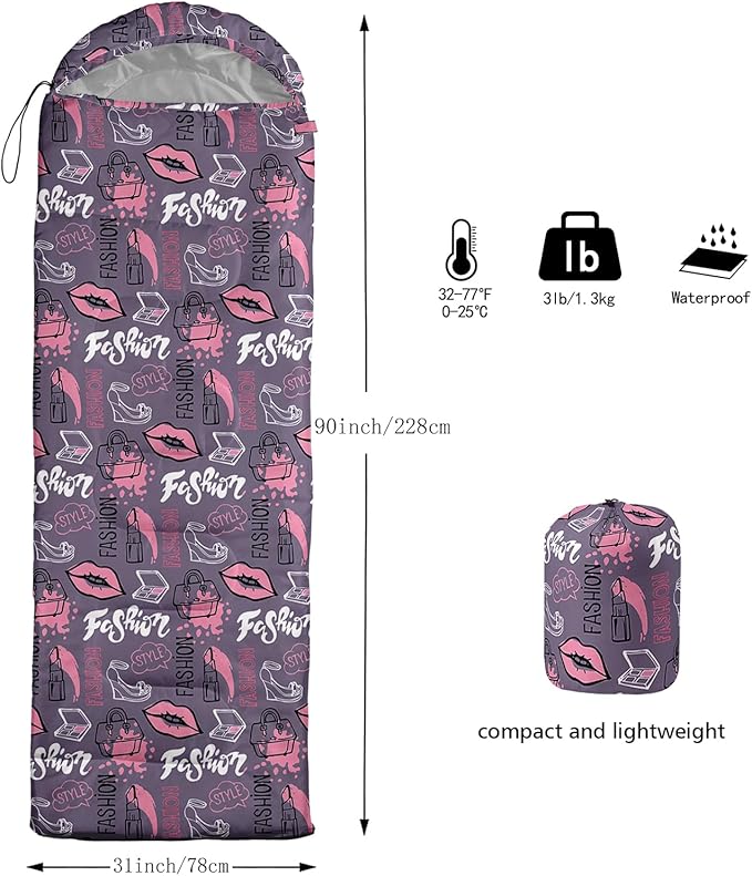 QOOMO Camping Sleeping Bags,3 Season Warm & Cool Weather,Lightweight,Waterproof Sleeping Bags for Adults & Kids,Traveling,and Outdoors,Camping Gear Equipment