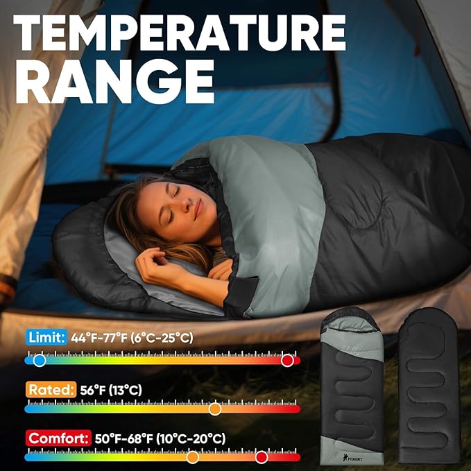 PTEROMY Sleeping Bags for Adults, Lightweight Water Resistant Backpacking Camping Sleeping Bag for Warm Cold Weather, Camping Essentials for Hiking Outdoor Travel