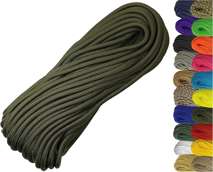 1/4" ParaMax Paracord 100 ft – 1000 lb Type IV Rope for Dog Leashes, Camping, Kayak Anchor - Made in USA - Olive Drab