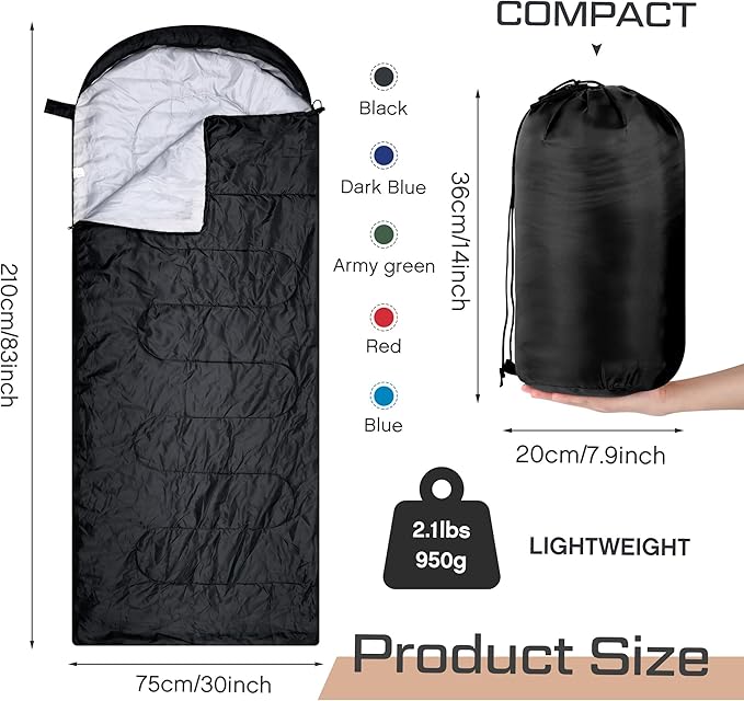 Tranqun 10 Pcs Sleeping Bags for Adults Cotton Liner Cold Warm Weather 4 Seasons Camping Gear Equipment Lightweight Waterproof Backpacking Sleeping Bag for Hiking Outdoor Travel