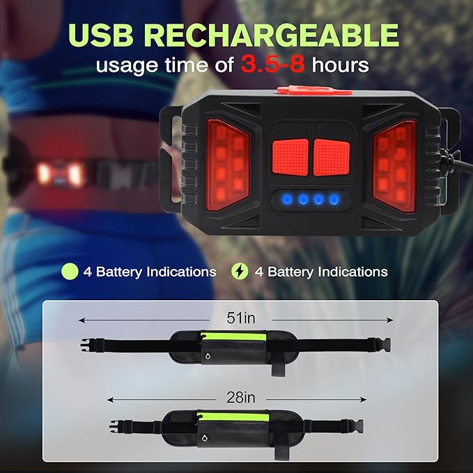 Running Light, 1000Lumens Running Belt Running Gear with 230°Rechargeable Night Running Light for Phone Waist Bag Light with Water Bottle Holder Slim Running Belt for Runners Sports Jogging Walking