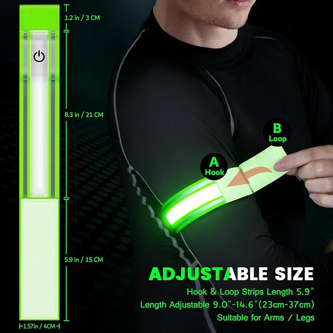 Light Up LED Armband for Running Walking at Night,Reflective Arm Bands for Runners,Rechargeable Jogging Lights,High Visibility Night Running Safety Gear Adjustable Running Women Men Kids