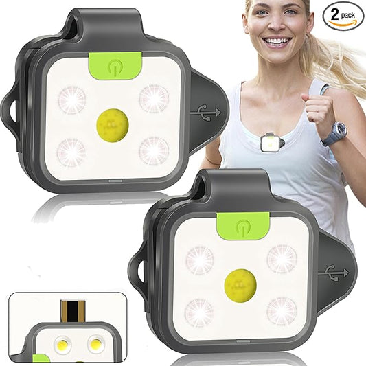 Running Light, 2Pack Reflective Safety-Light for Runners, Rechargeable LED Light, Clip On Running Lights with Runners and Joggers for Camping, Hiking, Running, Outdoor Adventure (Black)