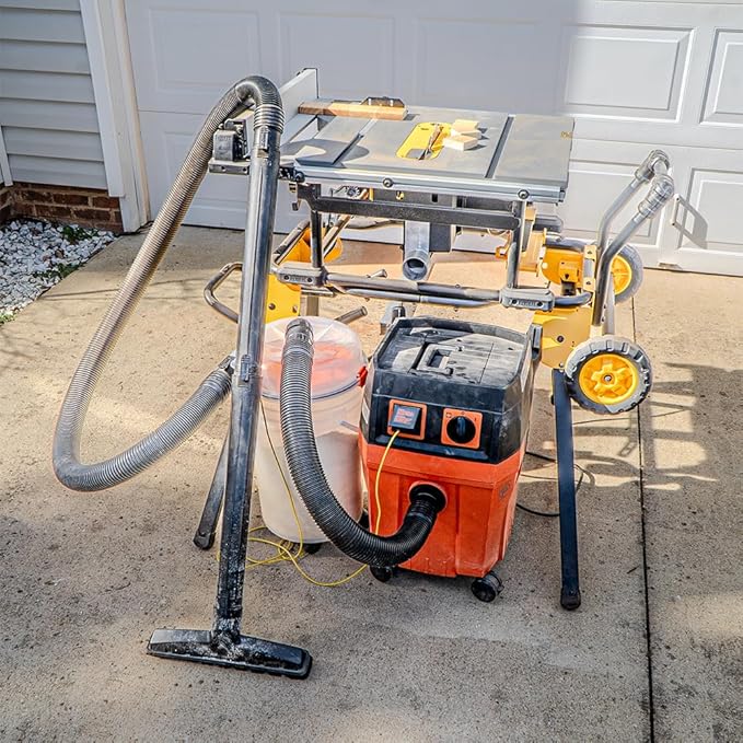 The Dustopper PRO, Low-Profile Dust Separator for Shop Wet/Dry Vacuums. Includes High-Flow 90 Degree Sweep Elbows and Connection Hose. Fits Standard 5 Gallon Buckets, Made in USA