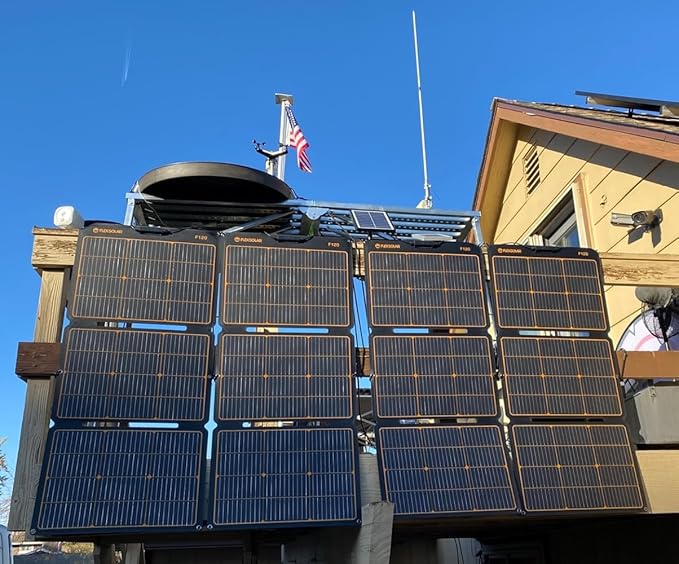 FlexSolar 120W Portable ETFE Solar Panels for Power Station Generators 20.9V Foldable Solar Cell Monocrystalline Chargers with Kickstand P68 Waterproof Power Outage Emergency for Camping Van RV